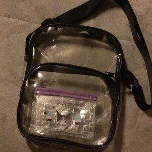 Clear Transparent Crossbody Bag with Black Strap